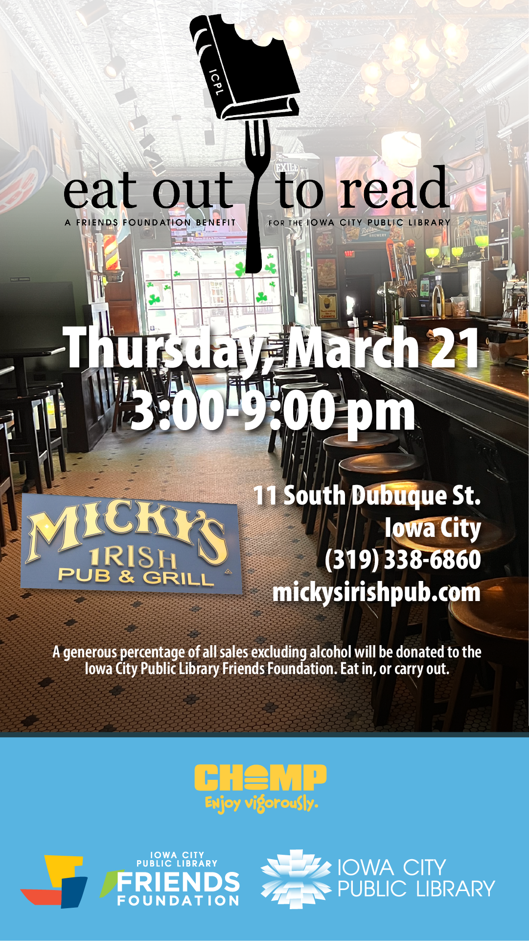 Eat Out to Read at Mickey’s Irish Pub
