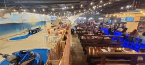 Eating and play space at Tavern Blue in Coralville, Iowa