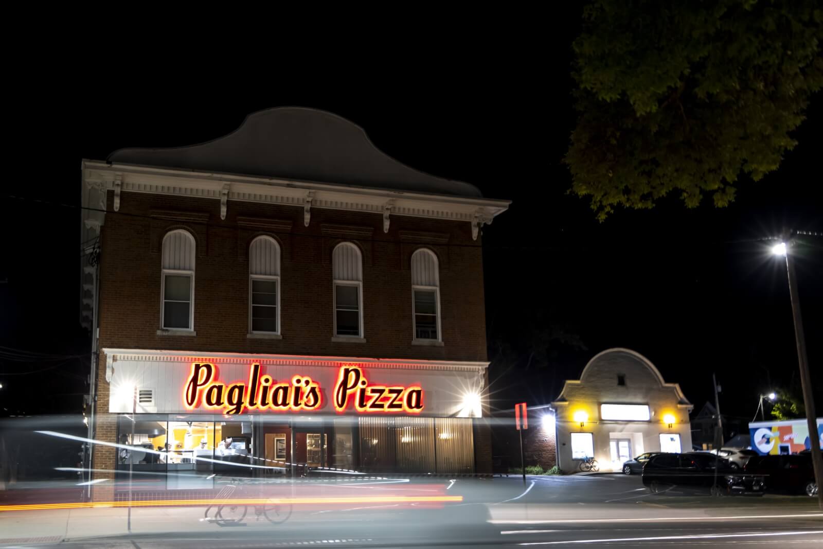 a building with a sign on the front